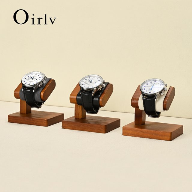 Oirlv Holz Schmuck Organizer und Uhren Display Stand in Beige und Braun - Bild 1