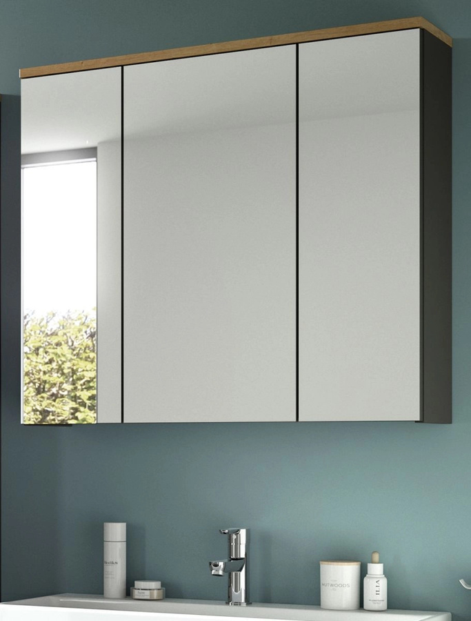 Inn.Furn Badezimmer Spiegelschrank Cooper in Eiche und Grau, Breite: 80 cm - Bild 1