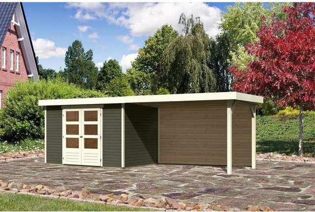 Karibu Holz-Gartenhaus Boras mit Flachdach in Terragrau, B: 298 cm, T: 213 cm, H: 211 cm - Bild 1