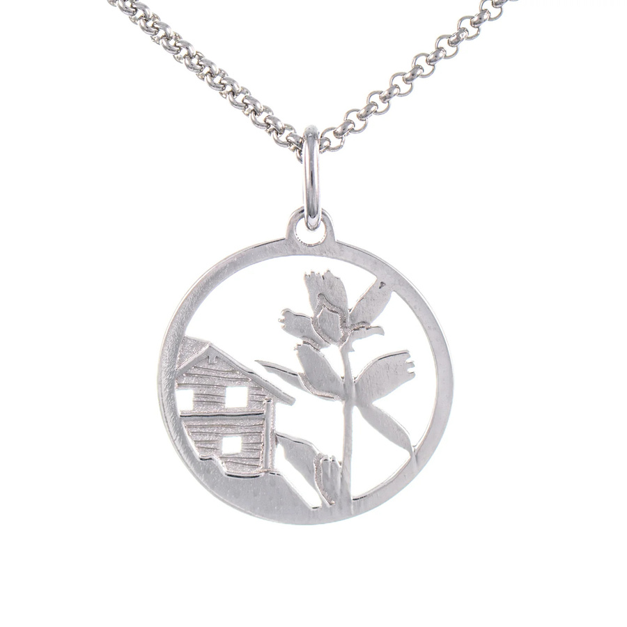 Goettgen Anhänger Enzian, 925 Silber, mit Kette, 45 cm, Unisex - Bild 1