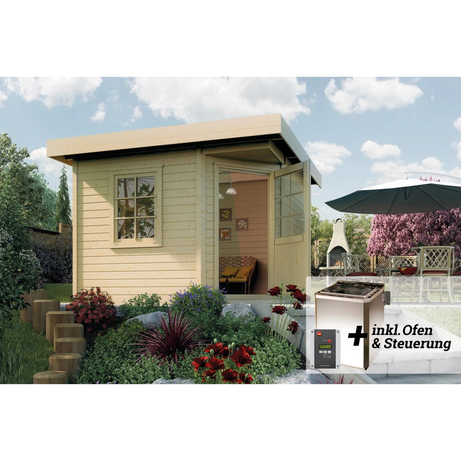Weka Saunahaus Salo Sparset mit 7,5 kW Ofen in Natur, B/H/T: 338 x 237 x 338 cm - Bild 2