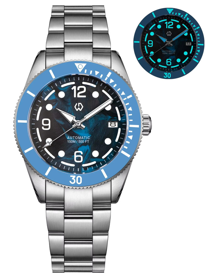 WISHDOIT Armbanduhr, Automatik, Edelstahl, Blau, Herren - Bild 6