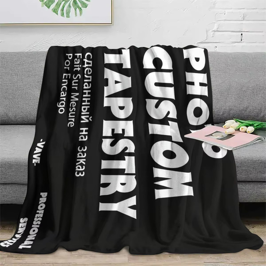 Personalisierte Winter-Flanell-Fotodecke von SRH, weiche Plüsch-Fleece-Decke mit eigenem Bild in Schwarz - Bild 3