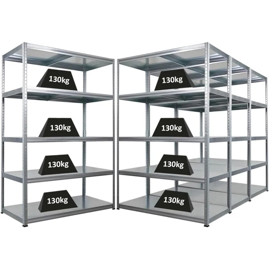 PROREGAL Steel Eagle Schwerlastregal Set aus 4 Einheiten, verzinkt, Farbe: Silber, H x B x T: 180 x 120 x 60 cm - Bild 2