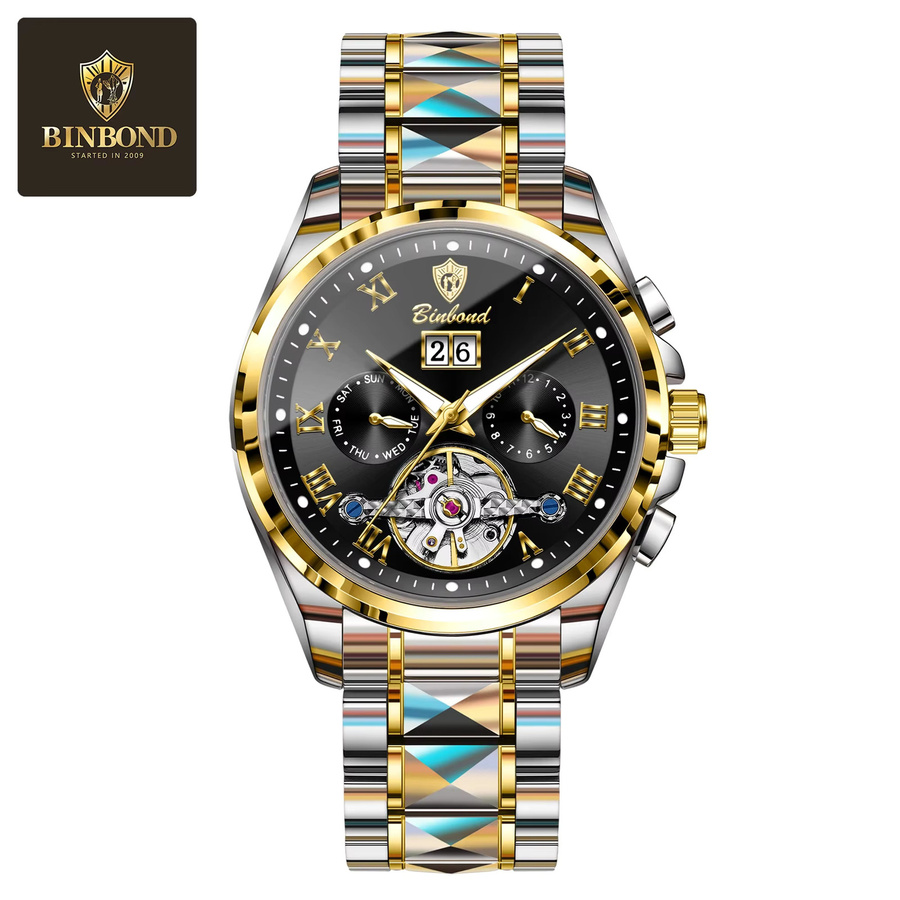 BINBOND Armbanduhr Automatik, Edelstahl, Datum, Herren - Bild 7