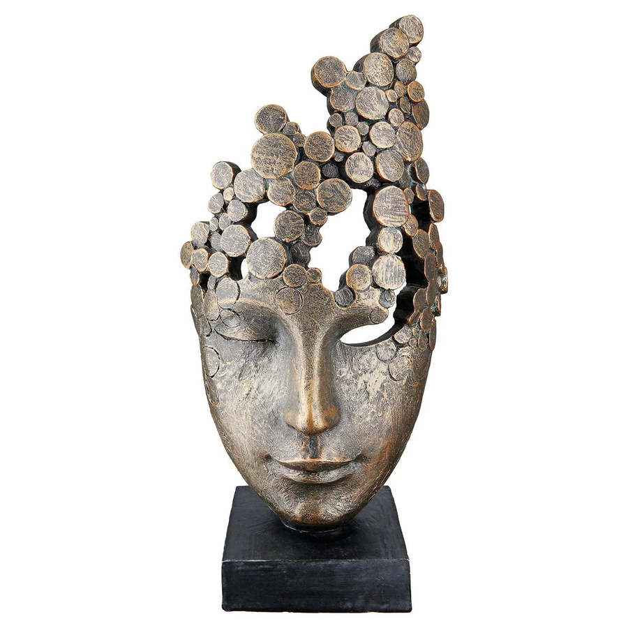 Gilde Skulptur Female Mask in Bronzefarben, abstrakte Tischdekoration, Höhe: 31,5 cm, Breite: 15 cm - Bild 2