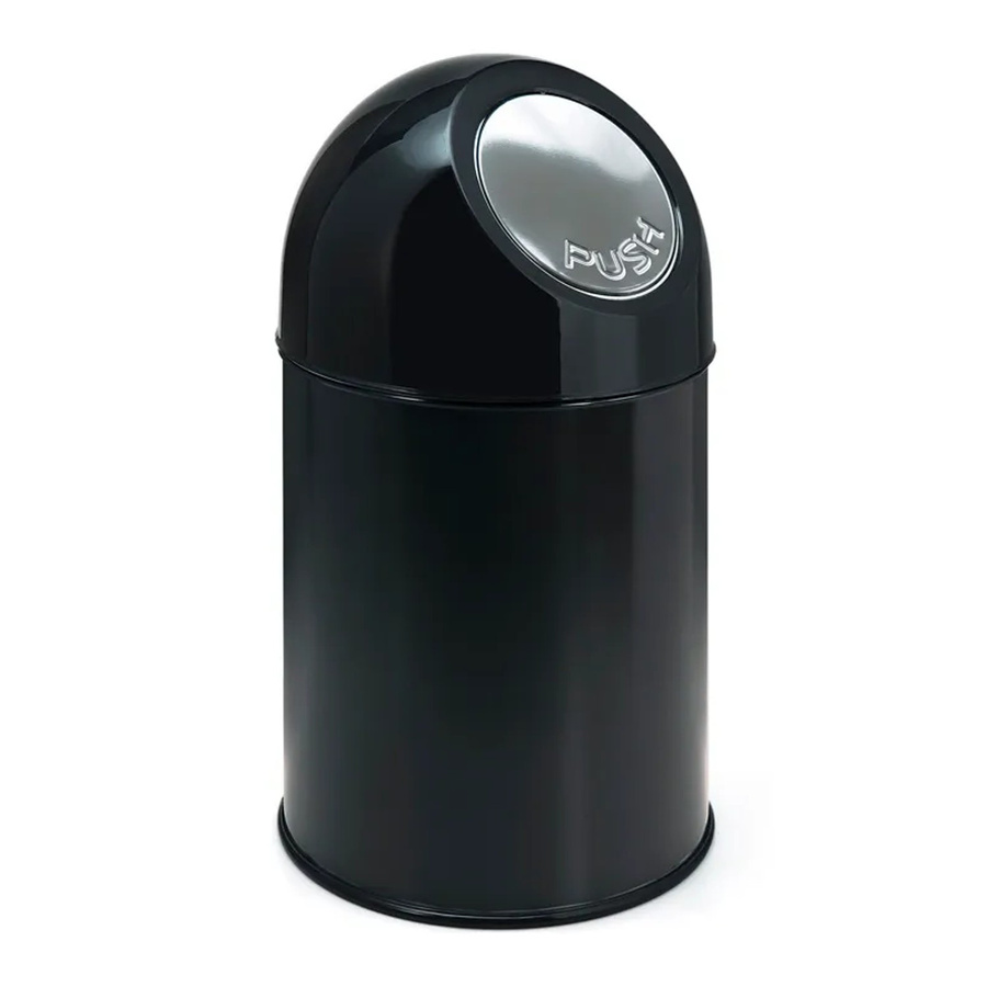 PROREGAL Klassischer Abfallbehälter mit Pushdeckel aus Metall, Schwarz, H x B x T: 56 x 31 x 31 cm, 31 Liter - Bild 2