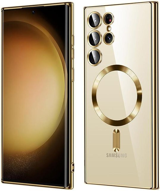 Stoßfeste Samsung Galaxy Hülle mit magnetischer weicher Beschichtung in Transparent oder Gold - Bild 1