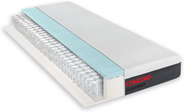 Concord Smart Taschenfederkern Matratze in Weiß mit abnehmbarem Bezug, Universalhärtegrad, B/T/H: 140 x 200 x 20 cm - Bild 1