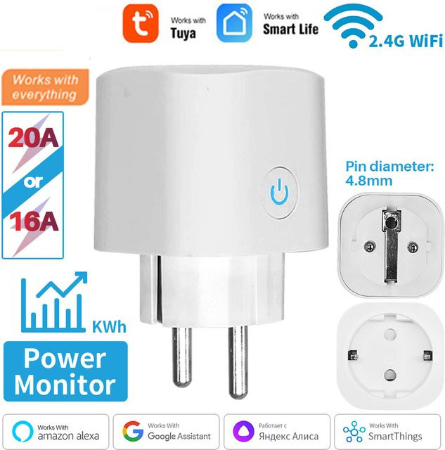 AXUS Smart-Steckdose WiFi Mini-Steckdose kompatibel mit Tuya HomeKit SmartThings Siri Alexa Google in Weiß - Bild 1