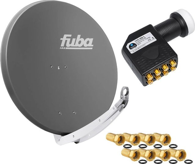 hb-digital Sat-Anlage Fuba DAA 850 Aluminium in Anthrazit mit Octo LNB, Durchmesser: 85 cm - Bild 1