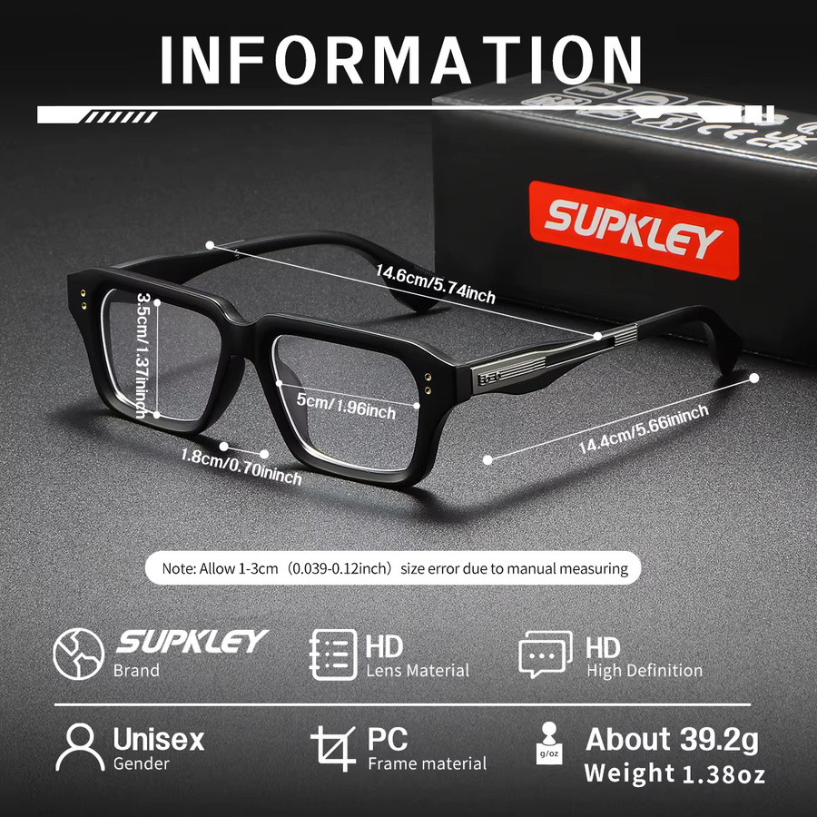 SUPKLEY Korrektionsbrille, Unisex, Vollrand, Square, Kunststoff, Blaulichtfilter - Bild 2