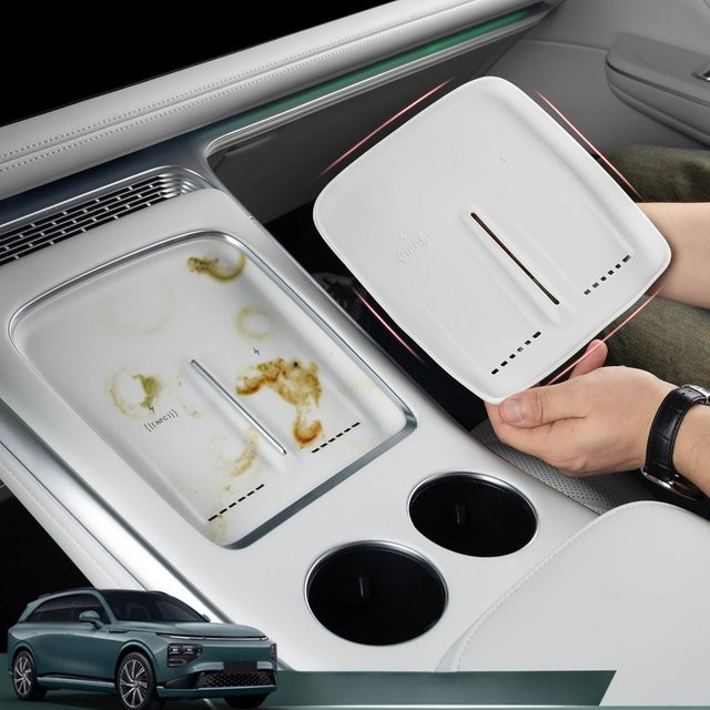 SHUN SOON Silikon Pad für Xpeng G9 Wireless Charging Panel, staubdicht und rutschfest, Farben: Grau oder Weiß - Bild 1