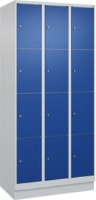 C+P Schließfachschrank Classic PLUS mit Sockel, 3 Abteile, Farbe: Grau und Enzianblau, B/T/H: 90 x 50 x 195 cm - Bild 1