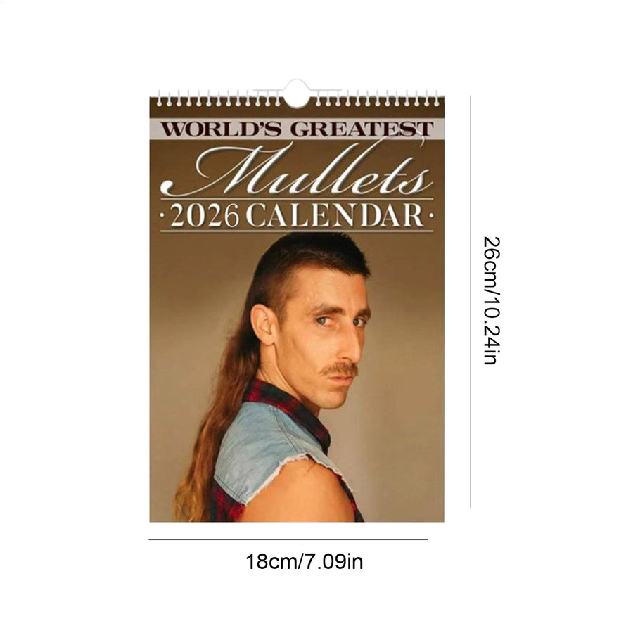 Wandkalender 2026 World's Greatest Mullets Lustiger Frisurenkalender in Multicolour - Bild 4