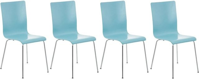 4er Set DELUKE Besucherstühle TUNIS in Hellblau mit Holz und Metall, Konferenzstühle und Bürostühle, B/T/H: 43 x 47 x 87 cm - Bild 1