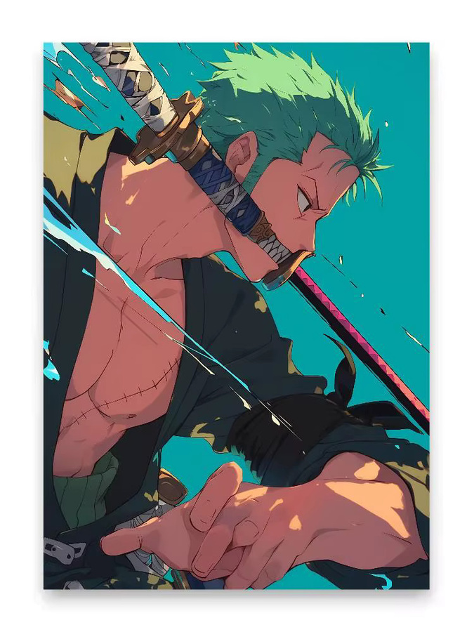 One Piece Roronoa Zoro Wano Arc Anime-Poster von Bandai als HD-Leinwand-Wandkunst in Mehrfarbig - Bild 7