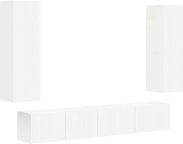 vidaXL TV-Schrankset Wandmontiert 3-teilig in Weiß, Modernes Design aus MDF für dein Wohnzimmer - Bild 1