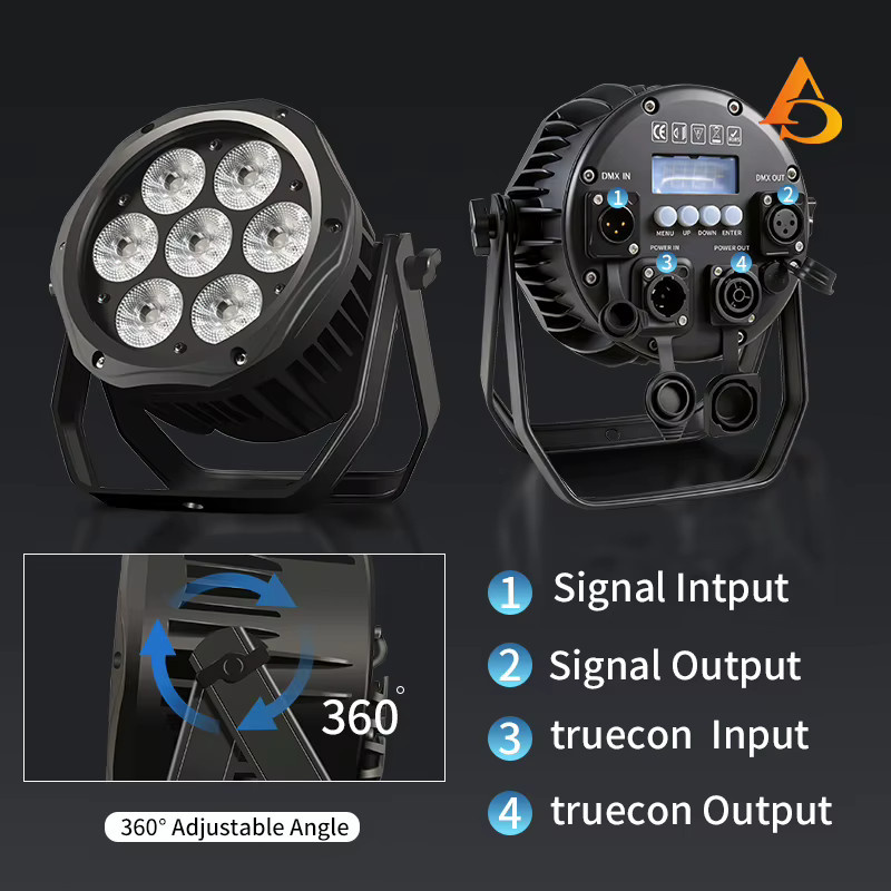 Wasserdichtes RGBWA UV 6 in 1 LED Par Licht IP65 Outdoor Bühnenlicht mit DMX Steuerung in Schwarz - Bild 2