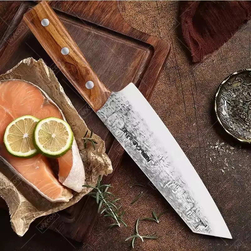 WXCOO Kiritsuke Japanisches Kochmesser aus Edelstahl mit Perlmuttgriff, Mehrfarbig, Länge: 20,3 cm - Bild 3