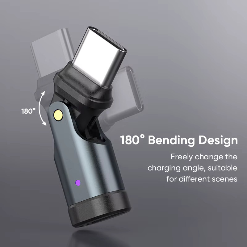 NNBILI 540 Grad drehbarer USB-C zu USB-C OTG Adapter, PD 240W Schnellladekabel Konverter in Schwarz - Bild 4