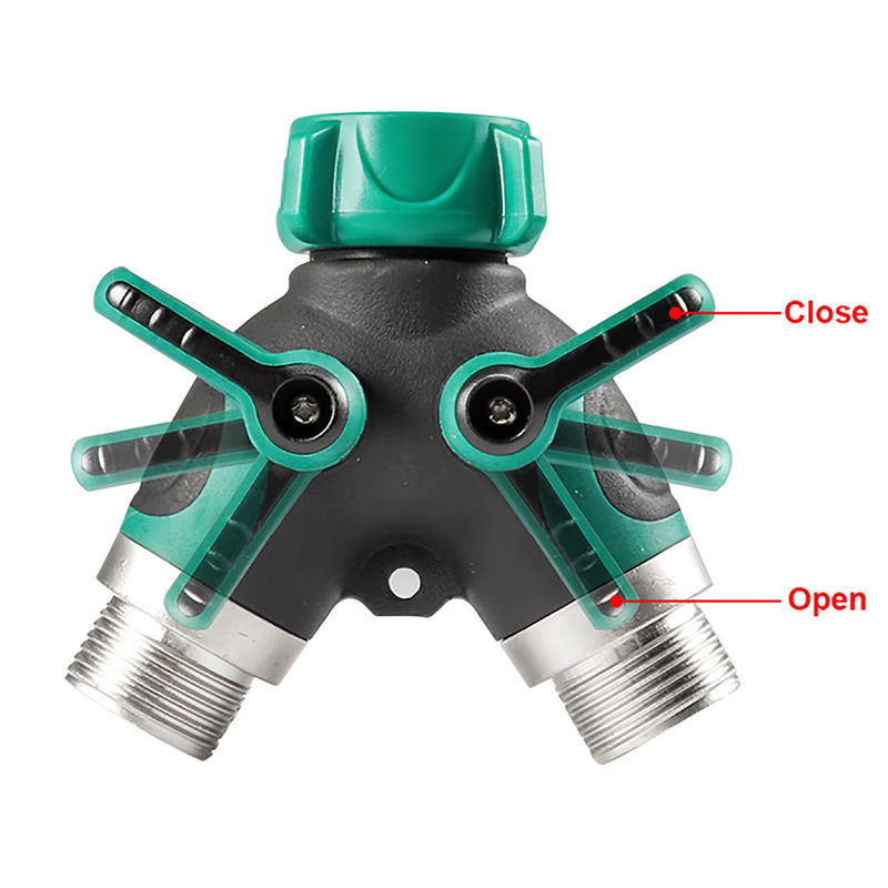 Gartenbewässerungsschlauch-Splitter als 1-Wege-2-Wege-Wasserverteiler mit 3/4 Zoll amerikanischem Standard-Gewinde und Wasserhahn-Adapter - Bild 3