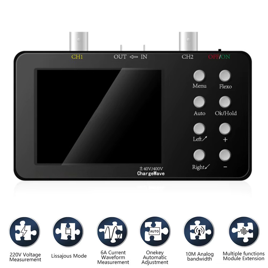 Gaqqee SCO2 10MHZ Zweikanal-Digital-Oszilloskop mit 50M Abtastrate und PWM in Schwarz - Bild 2