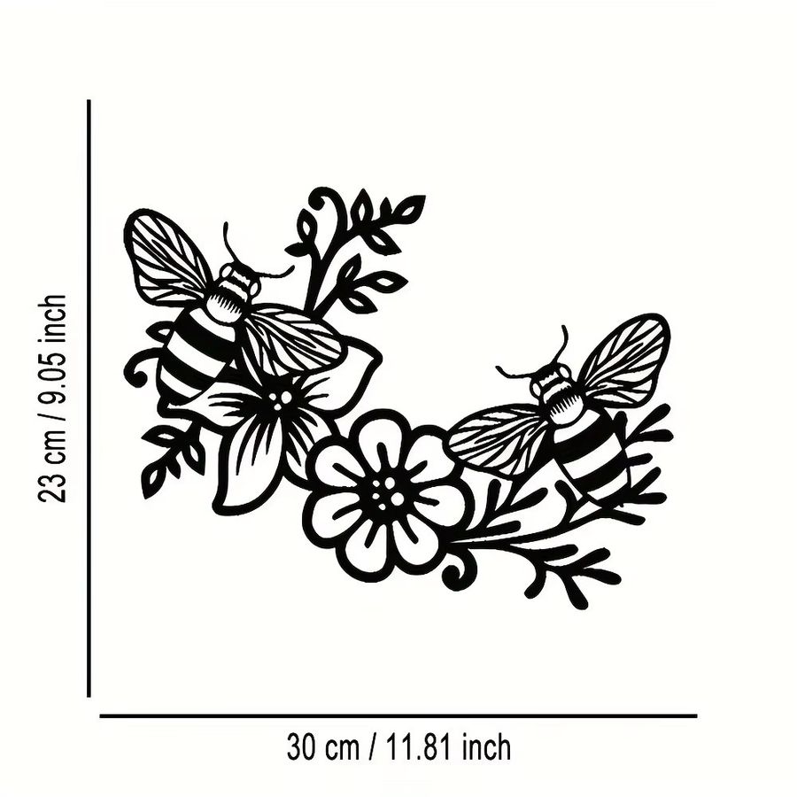 DDPNKL Metall-Wanddekoration Biene und Blume aus Eisen für Zuhause und Büro - Bild 3