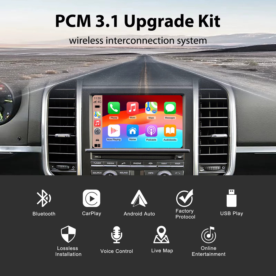 LEXXSON OEM Bildschirm-Upgrade Decoder-Box für Porsche PCM3.1 mit Wireless CarPlay, Android Auto und Mirror Link in Schwarz - Bild 2