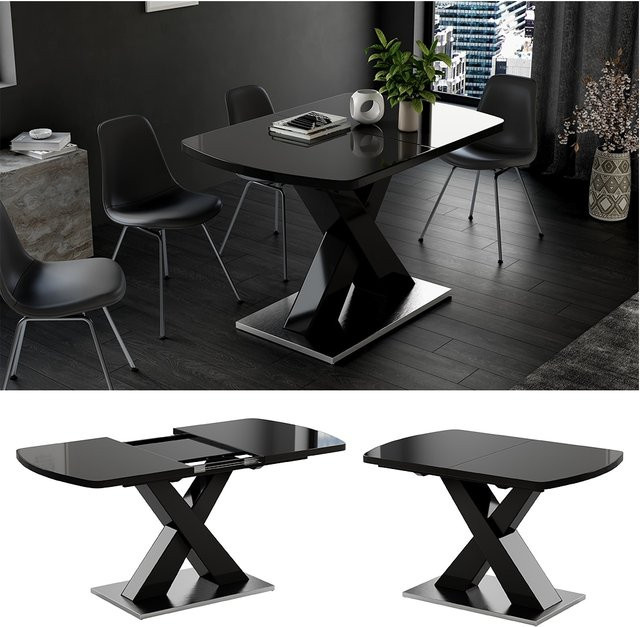 Vicco Esstisch Chinto Schwarz, rechteckig und ausziehbar, B/T: 120 x 80 cm - Bild 1