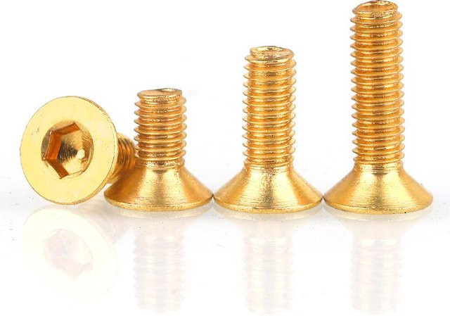 GearUp AutoMoto Senkkopfschrauben aus Messing in Gold, Durchmesser: 4 mm, Länge: 6 mm - Bild 1