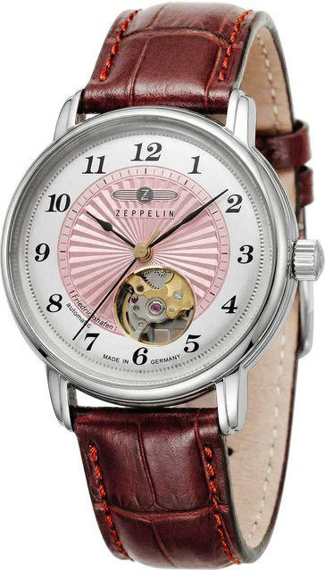 Zeppelin Damenuhr Automatik, Edelstahl, Leder, 36 mm, 5 ATM - Bild 1