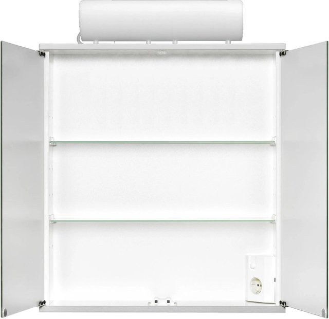 Jokey Spiegelschrank Entro Weiß Hochglanz mit Steckdose und Sensor-Schalter, B/H/T: 60 x 74 x 19 cm - Bild 1