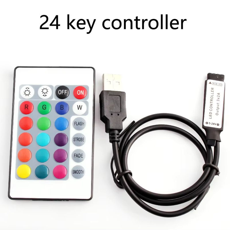RGB LED-Streifen Controller Mini mit 24 Tasten, USB-Anschluss und IR-Fernbedienung, dimmbar, Multicolour, ideal für 5050 und 2835 LED-Streifen sowie TV-Hintergrundbeleuchtung - Bild 4