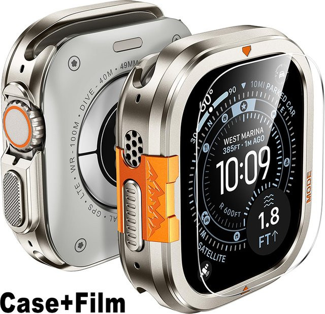 CAOWTAN Uhrenzubehör Metallgehäuse, Displayschutz, Apple Watch Ultra 49mm, Titanium Grey - Bild 1