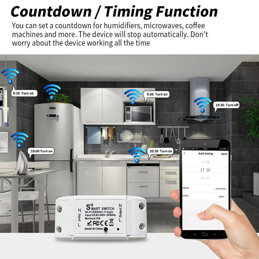 Szaoju Universeller WLAN Smart Lichtschalter mit Timer-Funktion, kompatibel mit SmartLife App, Alexa und Google Home, drahtlose Fernbedienung für dein Smart Home - Bild 4