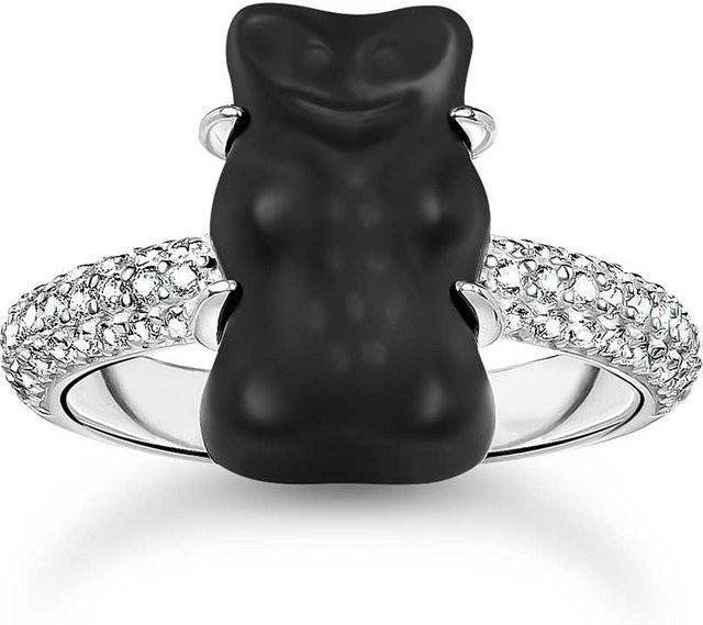 Thomas Sabo Ring 925 Silber, schwarzer Goldbär, Zirkonia, Damen - Bild 1