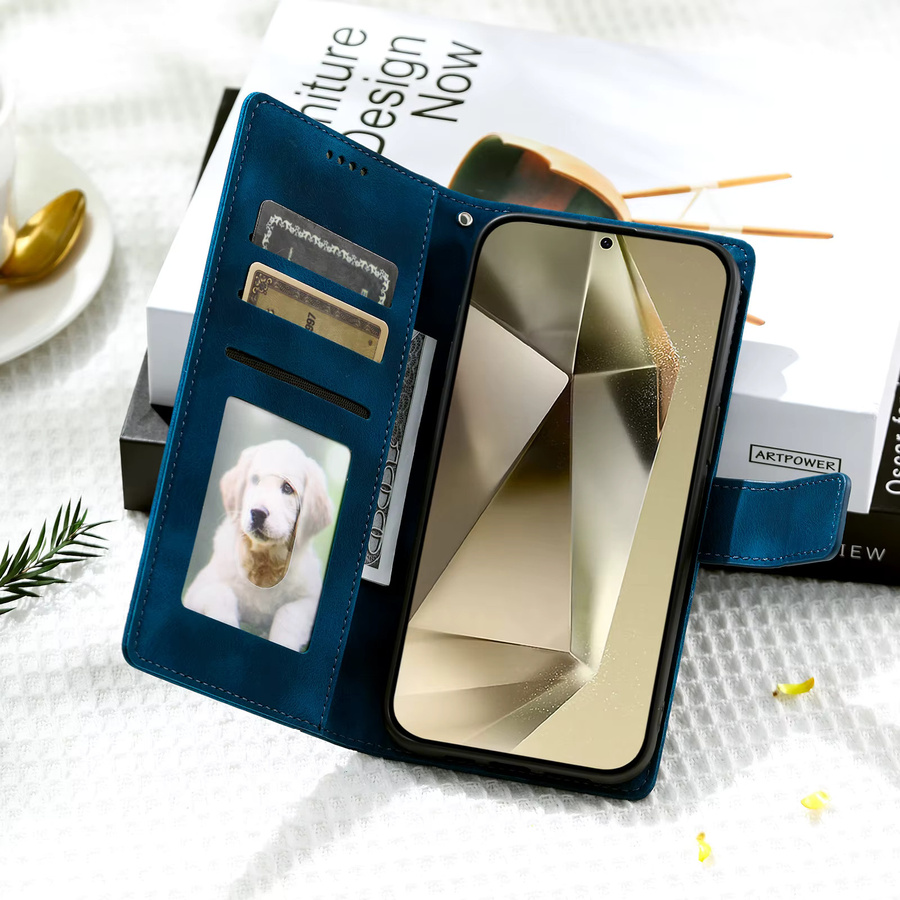 Geprägte Totem Leder-Handyhülle als Brieftaschen-Kartenhülle für Samsung Galaxy (Farbe: Grau) - Bild 4