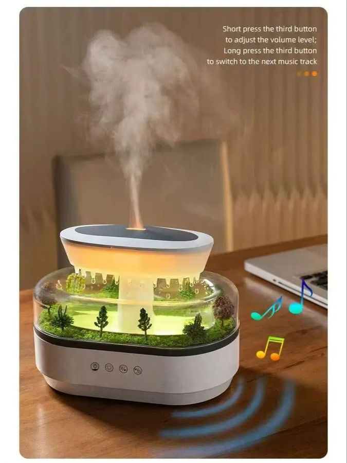 Ultraschall-Aroma-Diffusor Mikrolandschaft-Regentropfen mit buntem Licht, 250 ml, Weiß - Bild 4