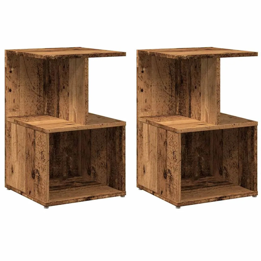 vidaXL Nachttische 2er-Set in Altholz-Optik, braun, B/T/H: 35 x 35 x 55 cm - Bild 2