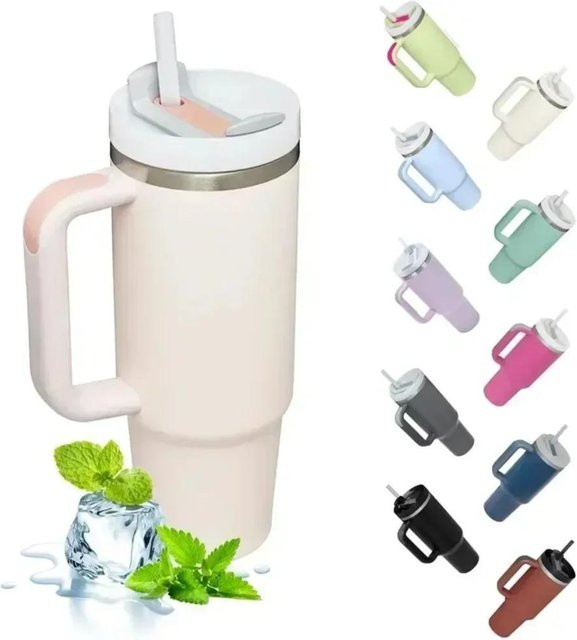 Acuum Cup 2.0 Isolierbecher aus Edelstahl mit Griff und Strohhalm, 1200 ml, Mehrfarbig - Bild 1