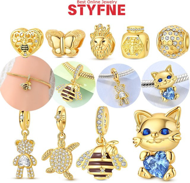 STYFNE Anhänger 925 Silber, vergoldet, Zirkonia, Perle, Damen - Bild 1