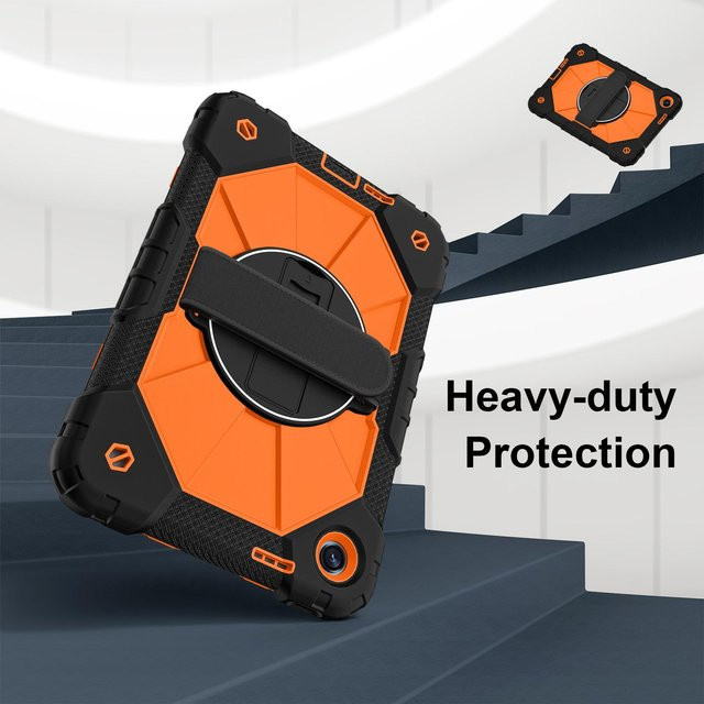 Xiaomi Schutzhülle für Poco Pad C1 und Redmi Pad 2 9,7 Zoll mit 360 Grad Drehung, Handring, Ständer und Schultergurt in Orange - Bild 1