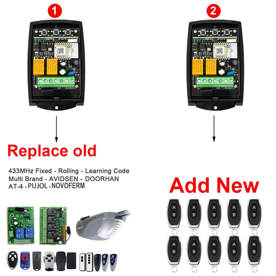Universal 2CH Tuya Zigbee Wifi Garage Fernbedienung Empfänger für Doorhan ECOSTAR NORMSTAHL ERREKA CARDIN ATA PTX-4 Aprimatic Pujol Forsa AT-4 SCS SENTINEL 433MHz 433.92MHz Sender Türöffner - Bild 4