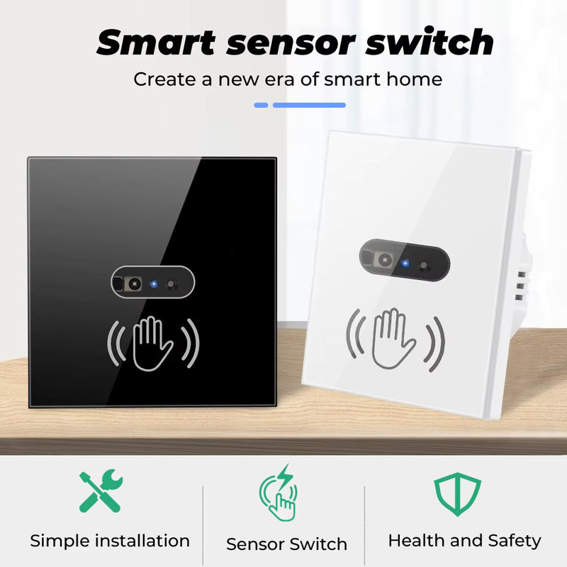 SMATRUL Wand-Smart-Lichtschalter mit Infrarot-IR-Sensor und transparentem Glasschirm in Weiß - Bild 2