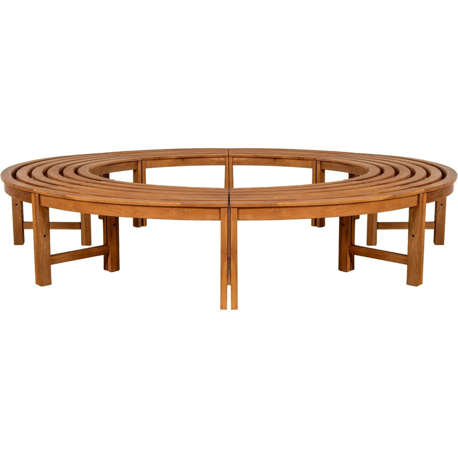 DELUKE Baumbank TINAR aus Teakholz in Braun, kreisrunde Gartenbank ohne Lehne, Durchmesser: 250 cm, Höhe: 45 cm - Bild 2