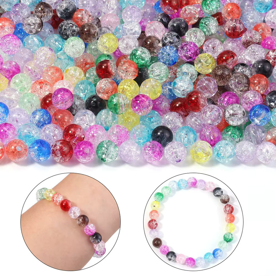 louleur Acryl Crackle Perlen, bunt, rund, 8/10mm, Unisex - Bild 3