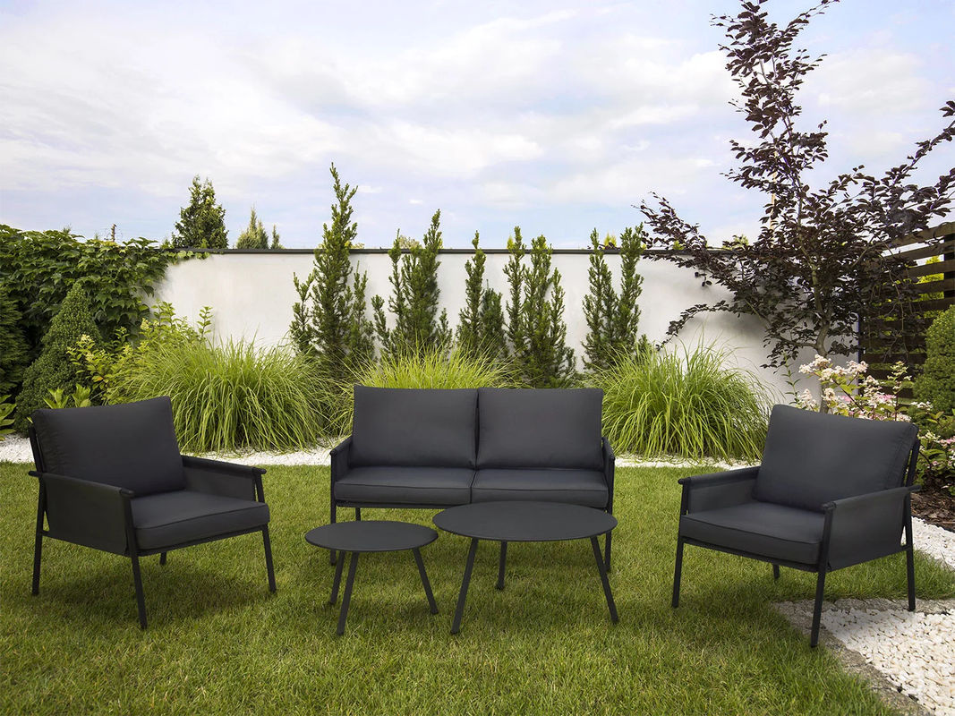 QUADRATO OUTDOOR Loungeset 5-teilig aus witterungsbeständigem Material in Schwarz und Grau - Bild 2