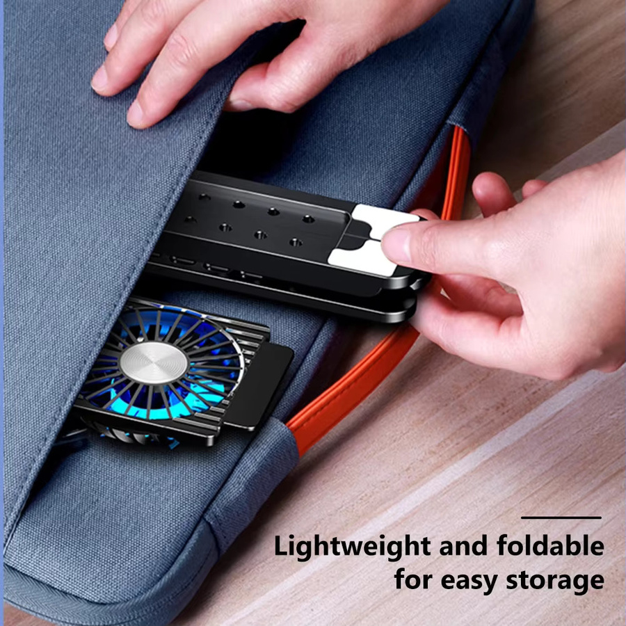 ALLOET Laptop-Kühlpad mit RGB-Beleuchtung, faltbarer Laptop-Ständer mit 7 Höhenstufen für 11-17,3 Zoll Laptops, Schwarz - Bild 5