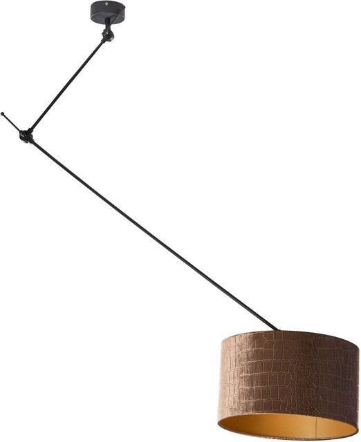 QAZQA Pendelleuchte Krokodil Design in Schwarz mit Samtschirm und Metall, Durchmesser: 35 cm - Bild 1